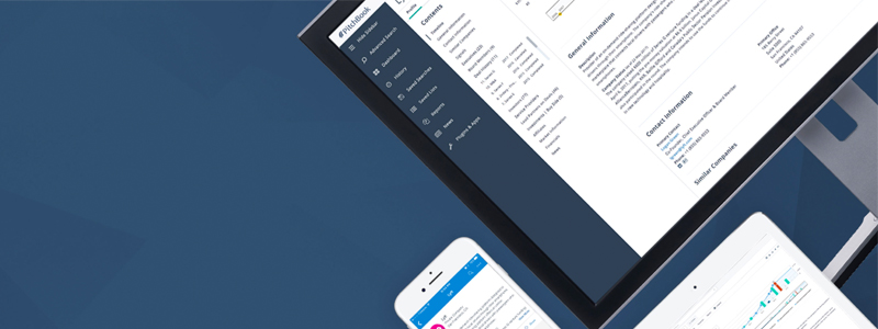 PitchBook product, an enterprise-level financial data provider, on desktop, mobile, and tablet view